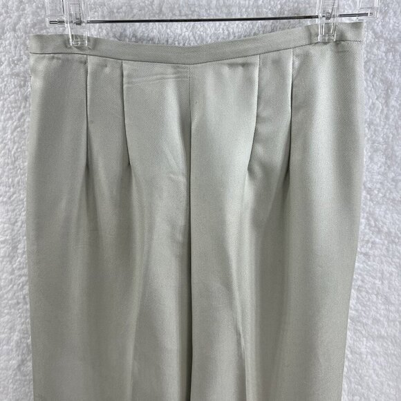 Talbots Pure Silk Pants Size 8 off white Side Zip Straight Leg Career Business - Picture 5 of 16